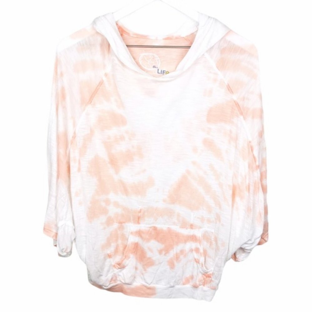 Blue Life Slub Jersey Tie Dye Hoodie Peach/White